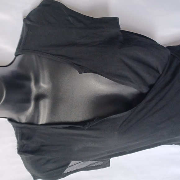 Banana Republic Rayon Knit Sheer Black Wrap Dress, Size S, 48" length - Picture 2 of 9